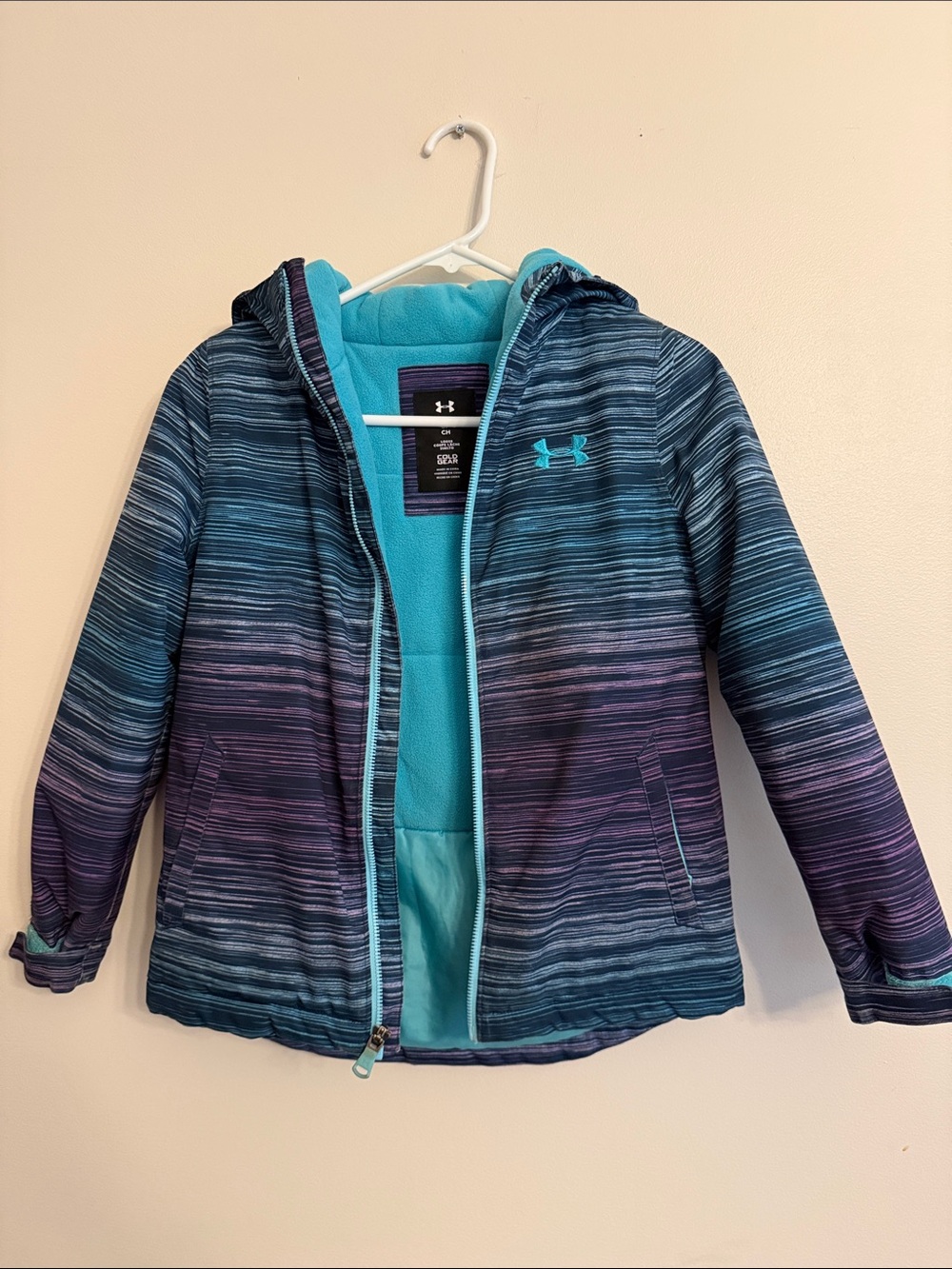 Under Armour Kids' Teal and Purple Ombre Hooded Puffer Jacket